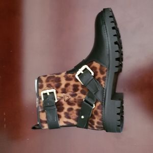 NWT Nine West Leopard Print Biker Boots